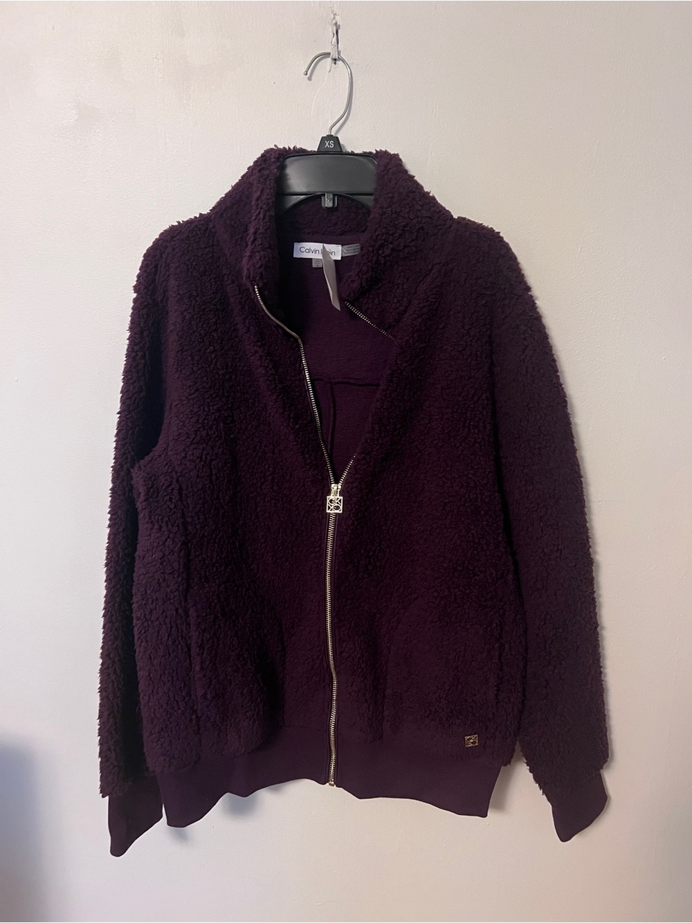 Calvin Klein Plush Sherpa Jacket in Plum